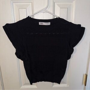 Zara Elegant Black Knit Blouse